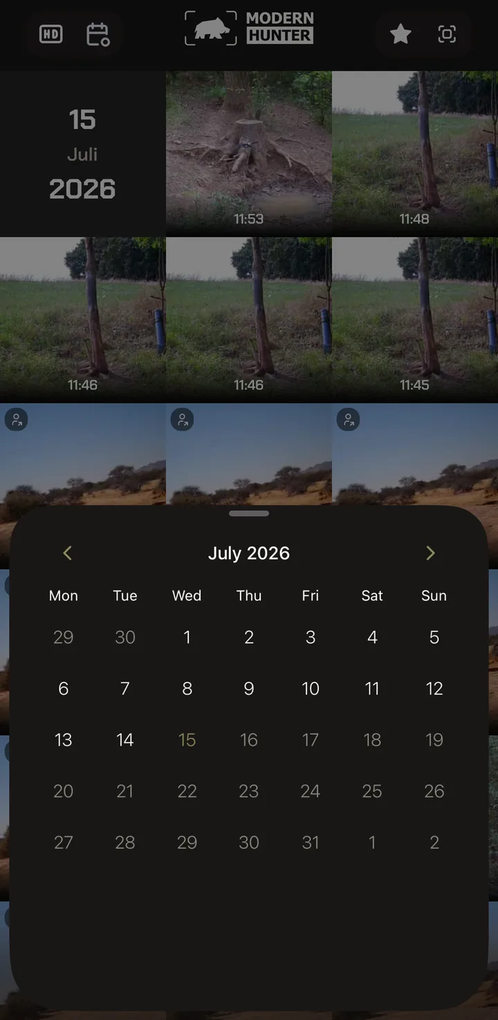 Geöffneter Kalender zum Springen an ein bestimmtes Datum